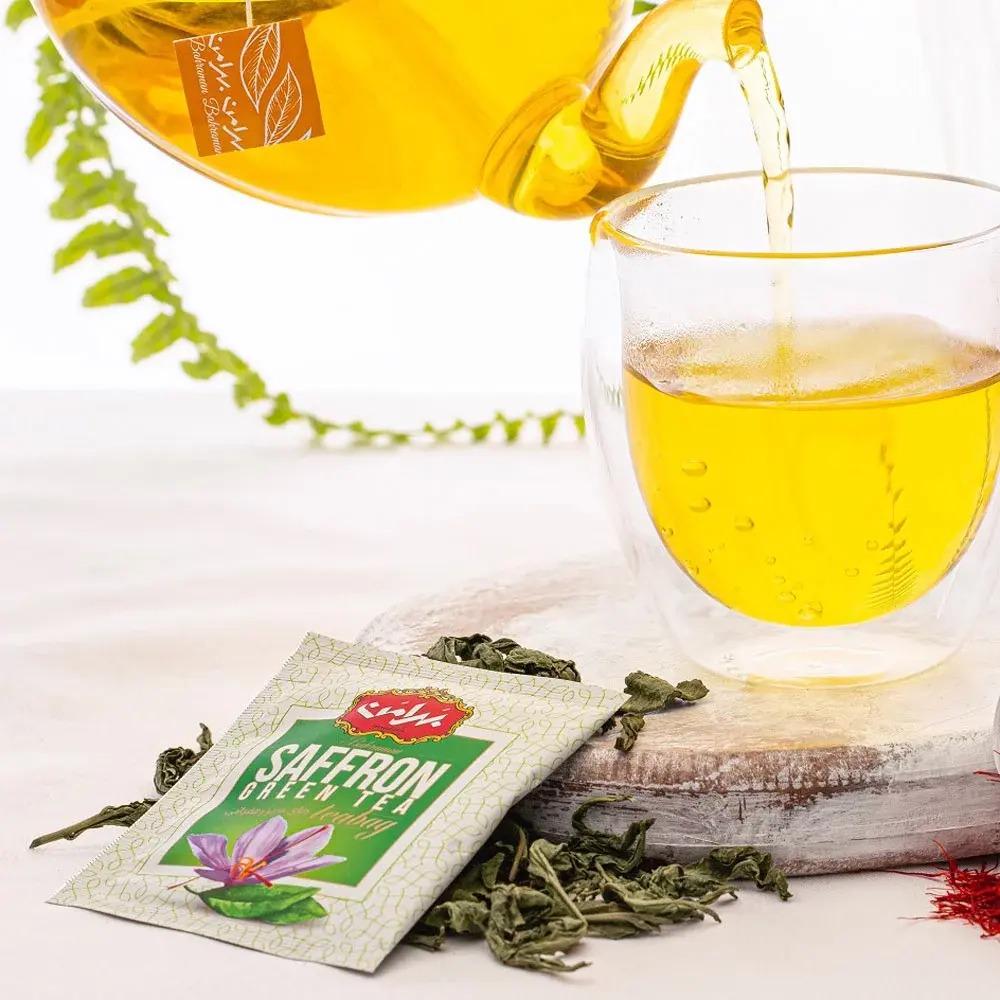 Saffron green tea, Instant chai, Herbal Tea Bag (2 Packs)